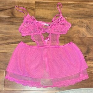 Victoria's Secret Vibrant Pink Lace Chemise